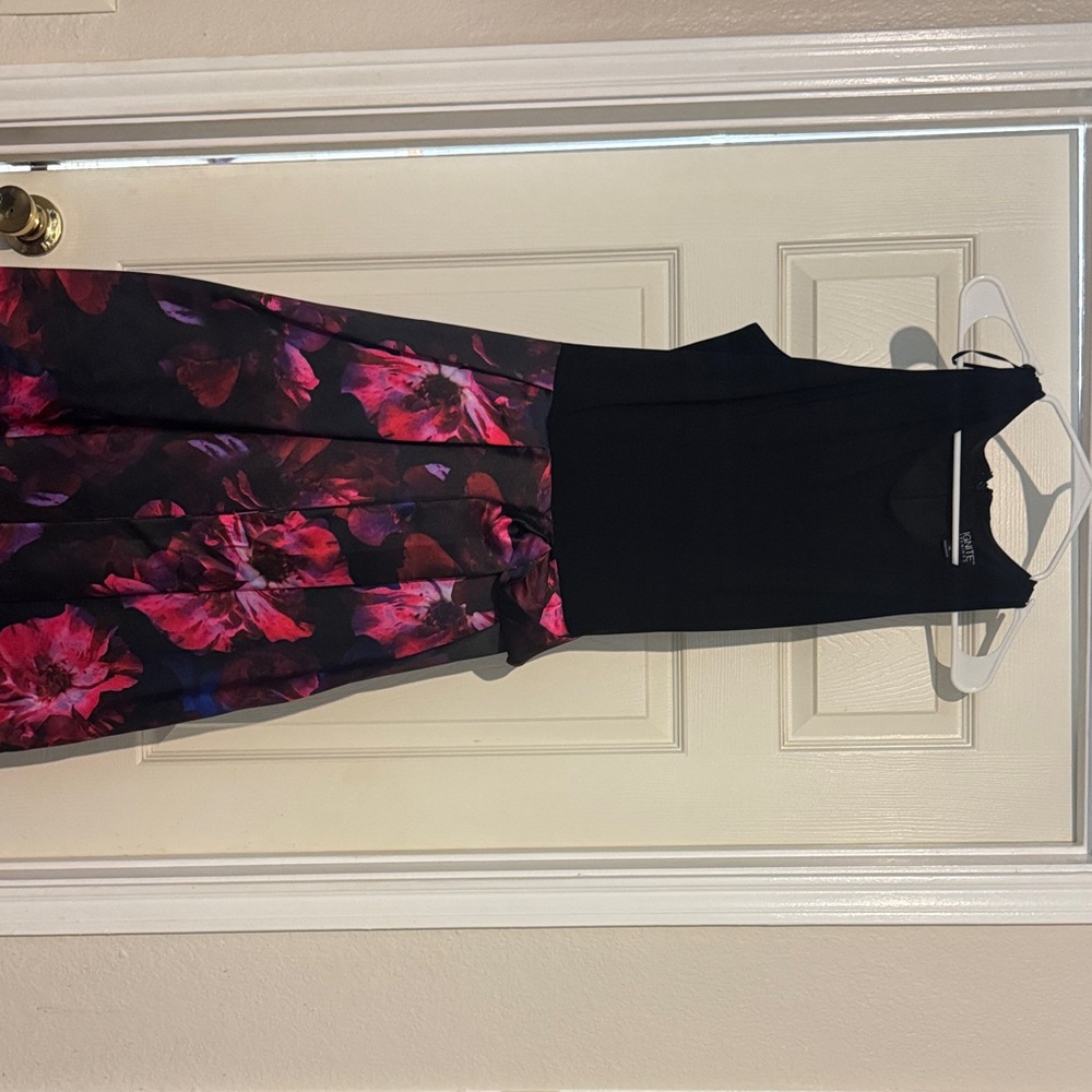 Chic Black and Pink Floral Floor Length Dress